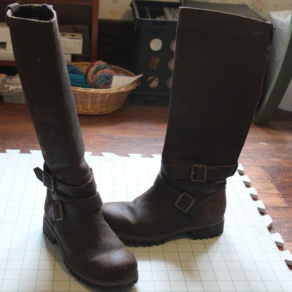 Timberland Tall Rugged Distressed Leather Boots Size 6 - Picture 1 of 5
